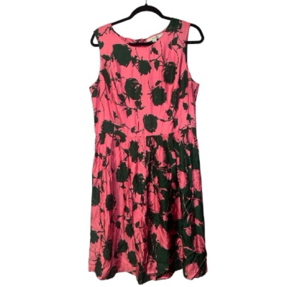 Boden Silk Blend Green & Pink Floral Dress Size 12R - Picture 6 of 7